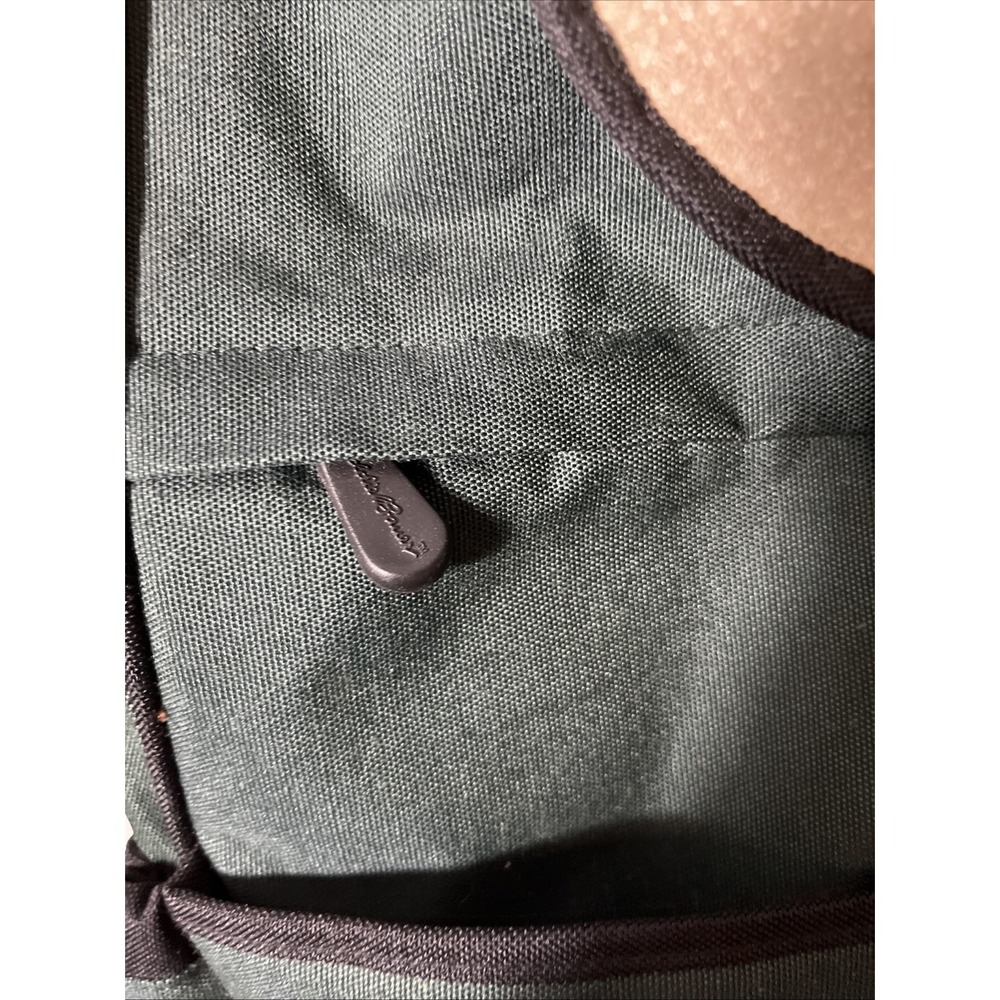Eddie Bauer Green Backpack Diaper‎ Bag Pig Skin Flap Canvas 15" - Picture 4 of 7